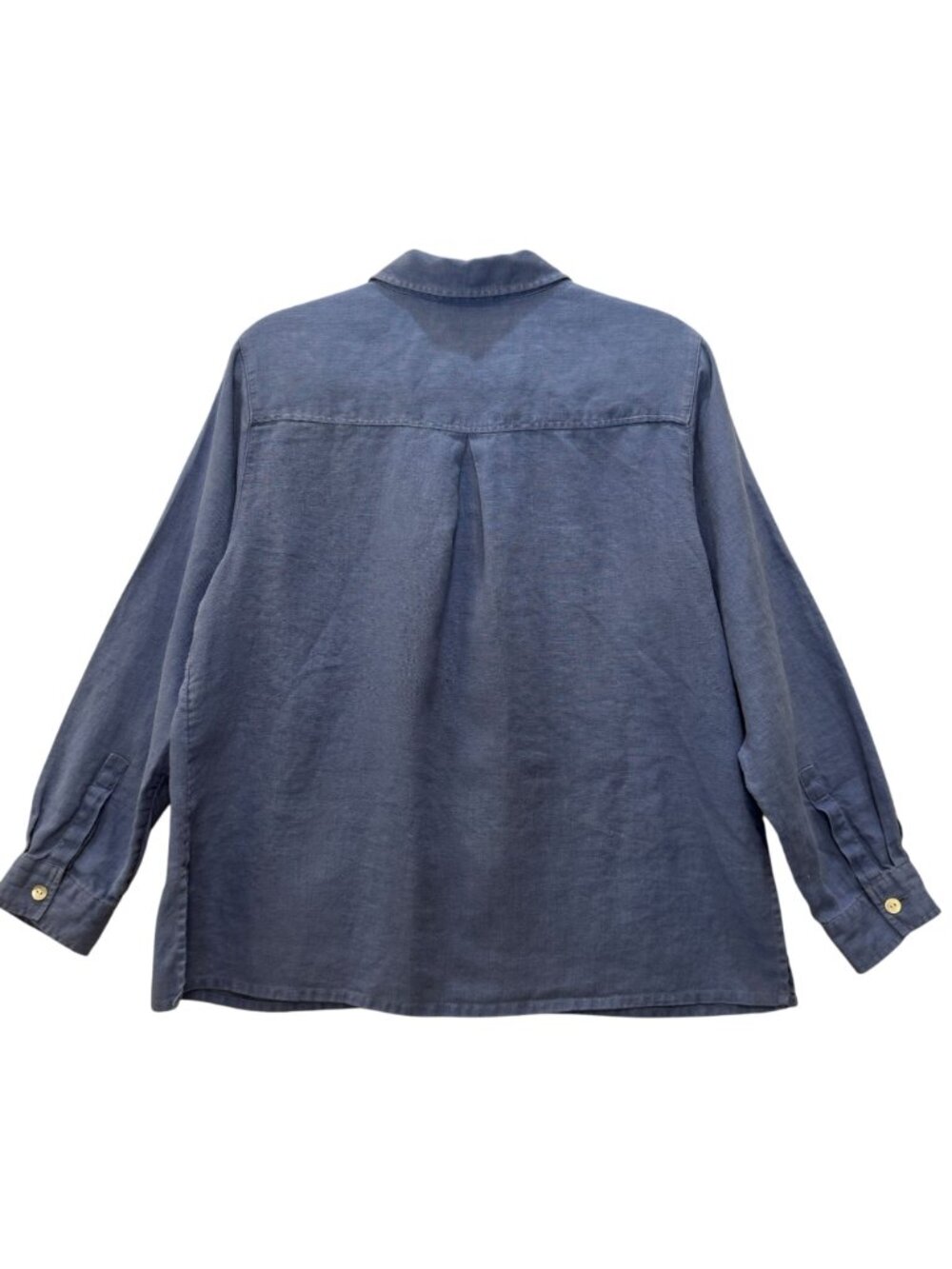 Studio Works 100% Linen Women's Blue Shirt L Long Sleeve Shell Buttons Artsy - Picture 3 of 10